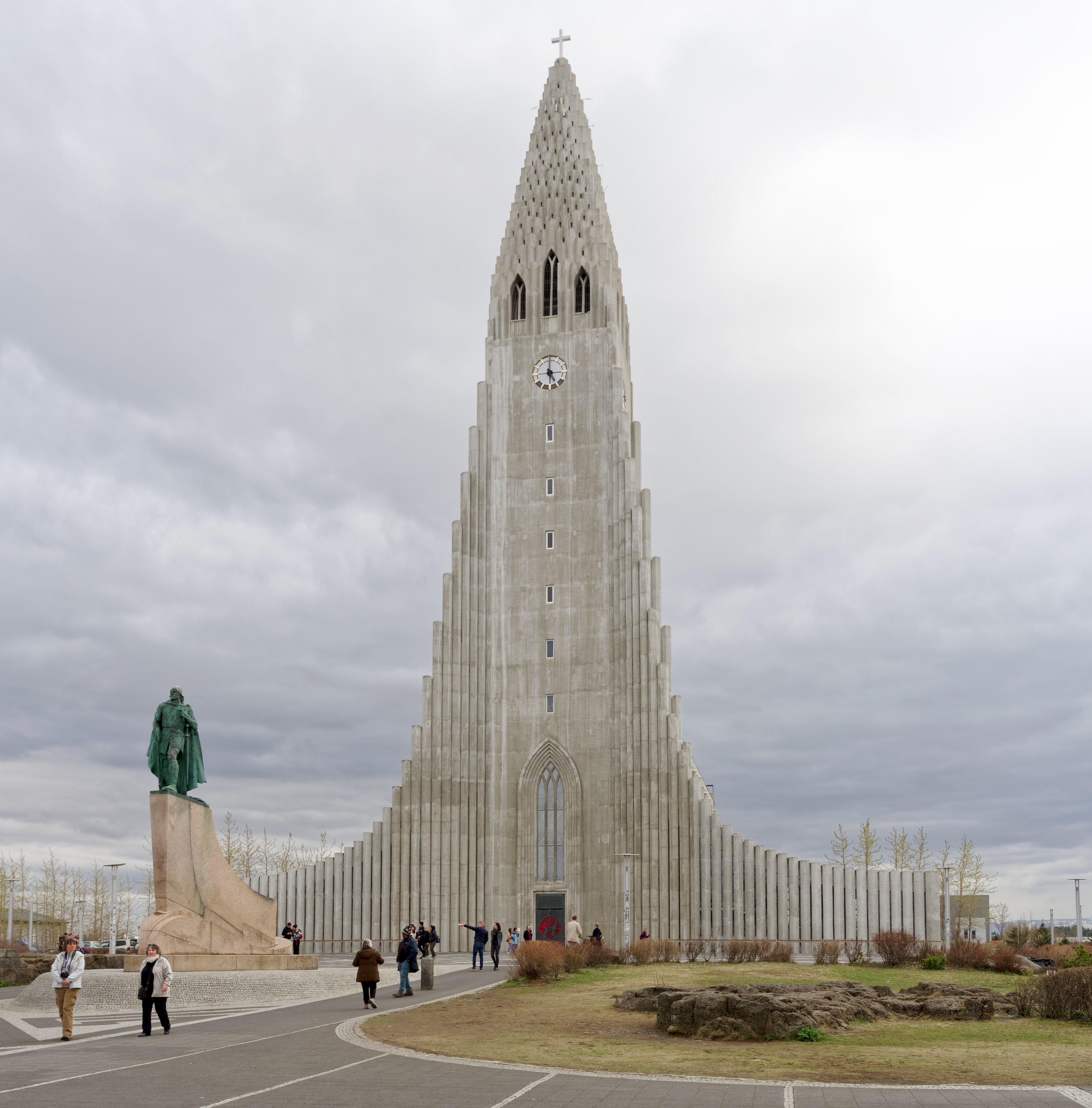Hallgrímskirkja, the concrete church with a stepped tower on Skólavörðuholt in Reykjavík