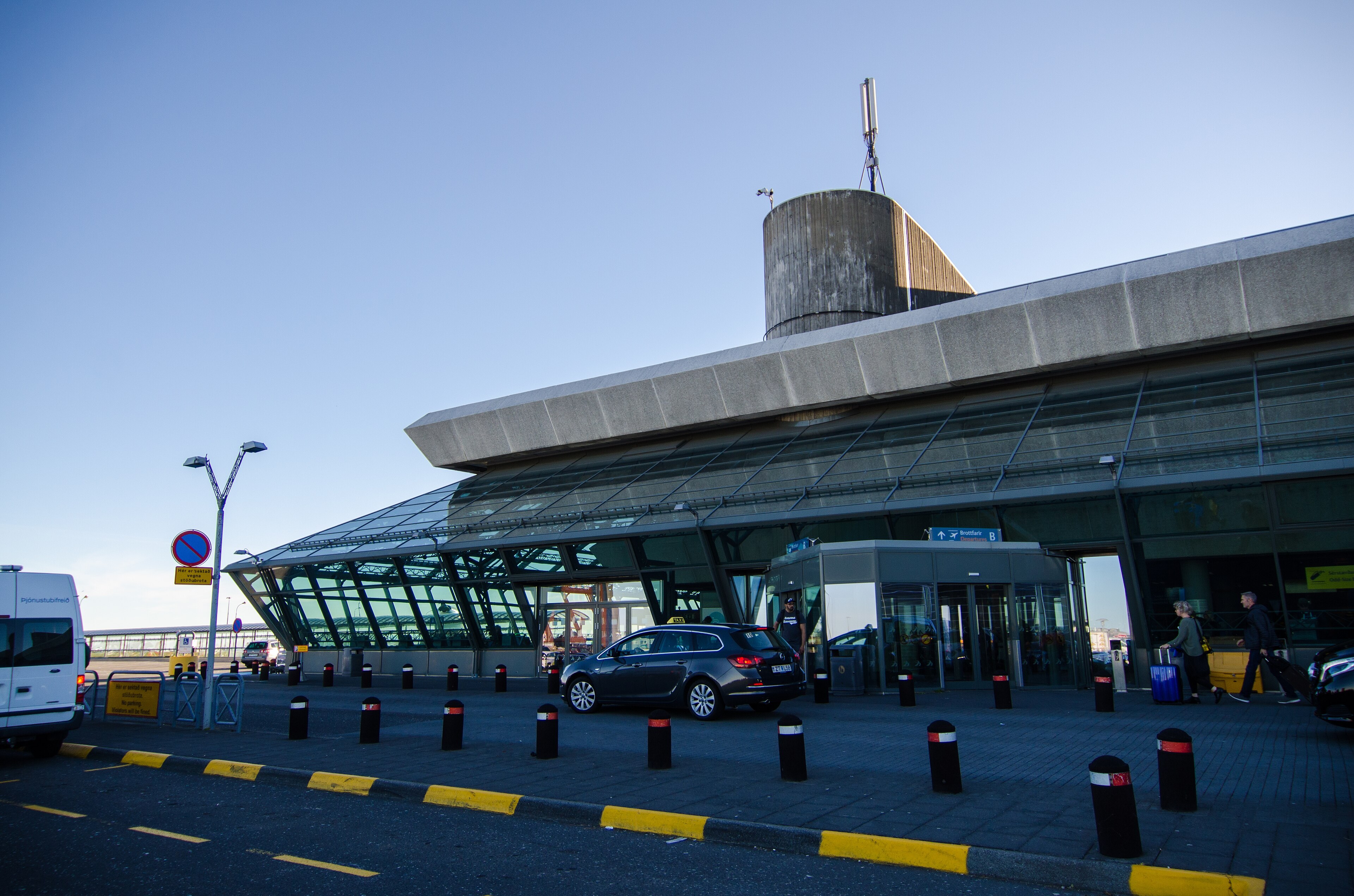 The terminal and apron at Keflavík International Airport on the Reykjanes peninsula